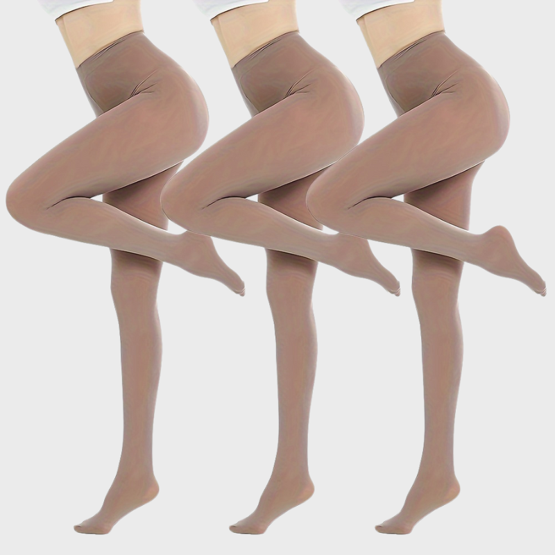 Pack de 3 collants opaques nude taille haute pour femme - 3