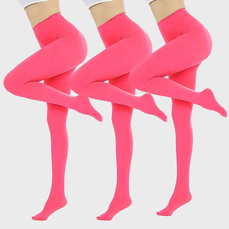 Pack de 3 collants opaques rose corail taille haute - Unique