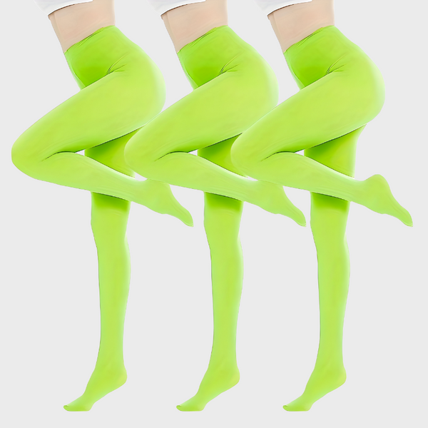 Pack de 3 collants opaques vert fluo taille haute