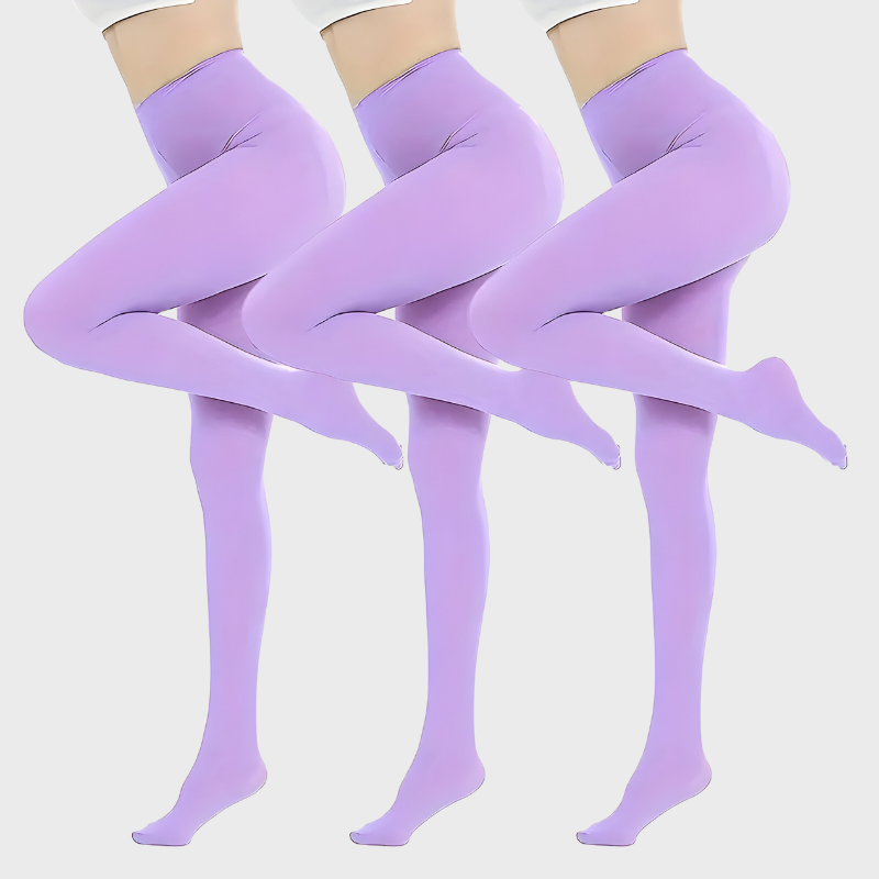 Pack de 3 collants opaques violet taille haute - Unique