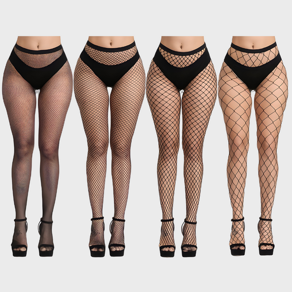 Pack de 4 collants résille - Mailles fines à larges
