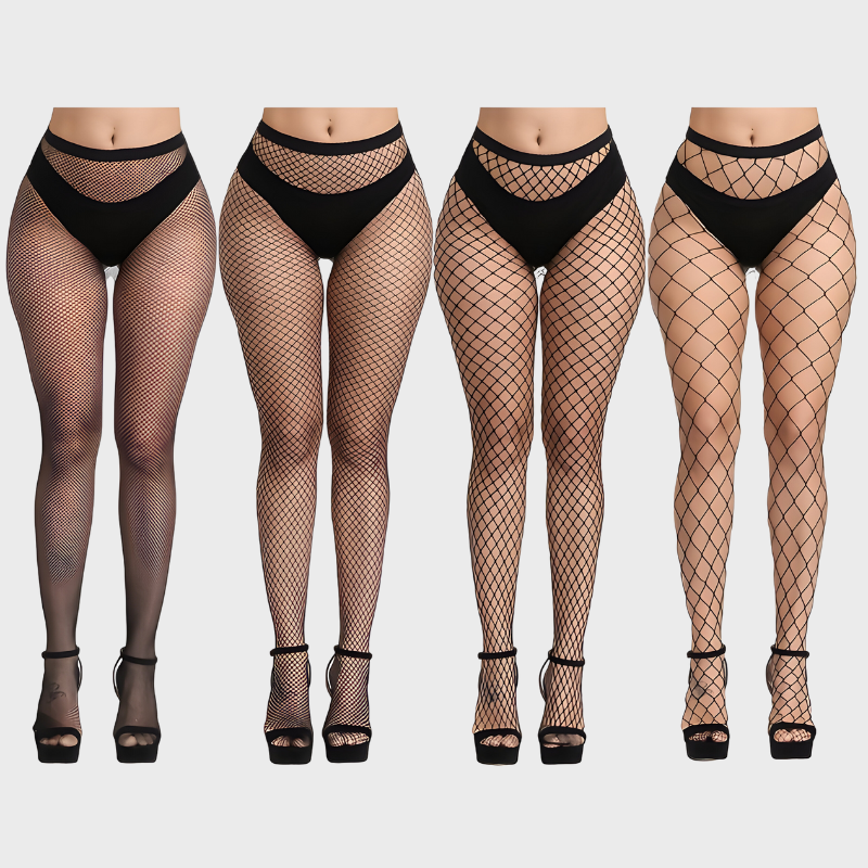 Pack de 4 collants résille - Mailles fines à larges - Unique