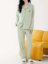 Pyjama femme en coton épais manches longues