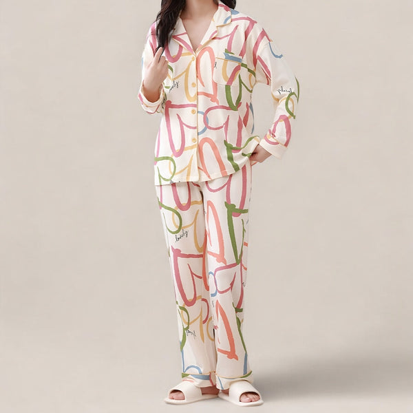 Pyjama femme en coton imprimé coeur