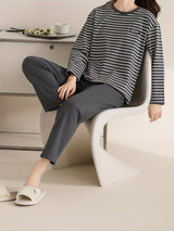 Pyjama femme en coton rayé 2 pièces