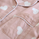 Pyjama femme en coton rose à motifs cœurs