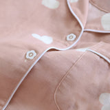Pyjama femme en coton rose à motifs cœurs