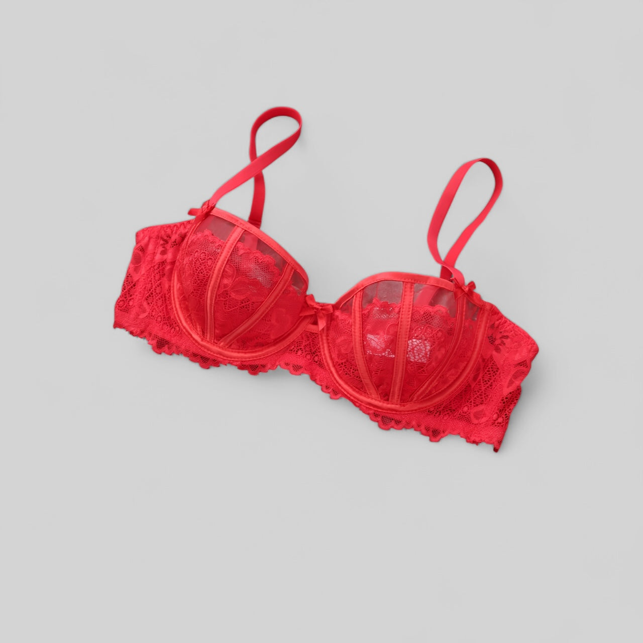 Soutien-gorge balconnet dentelle rouge femme