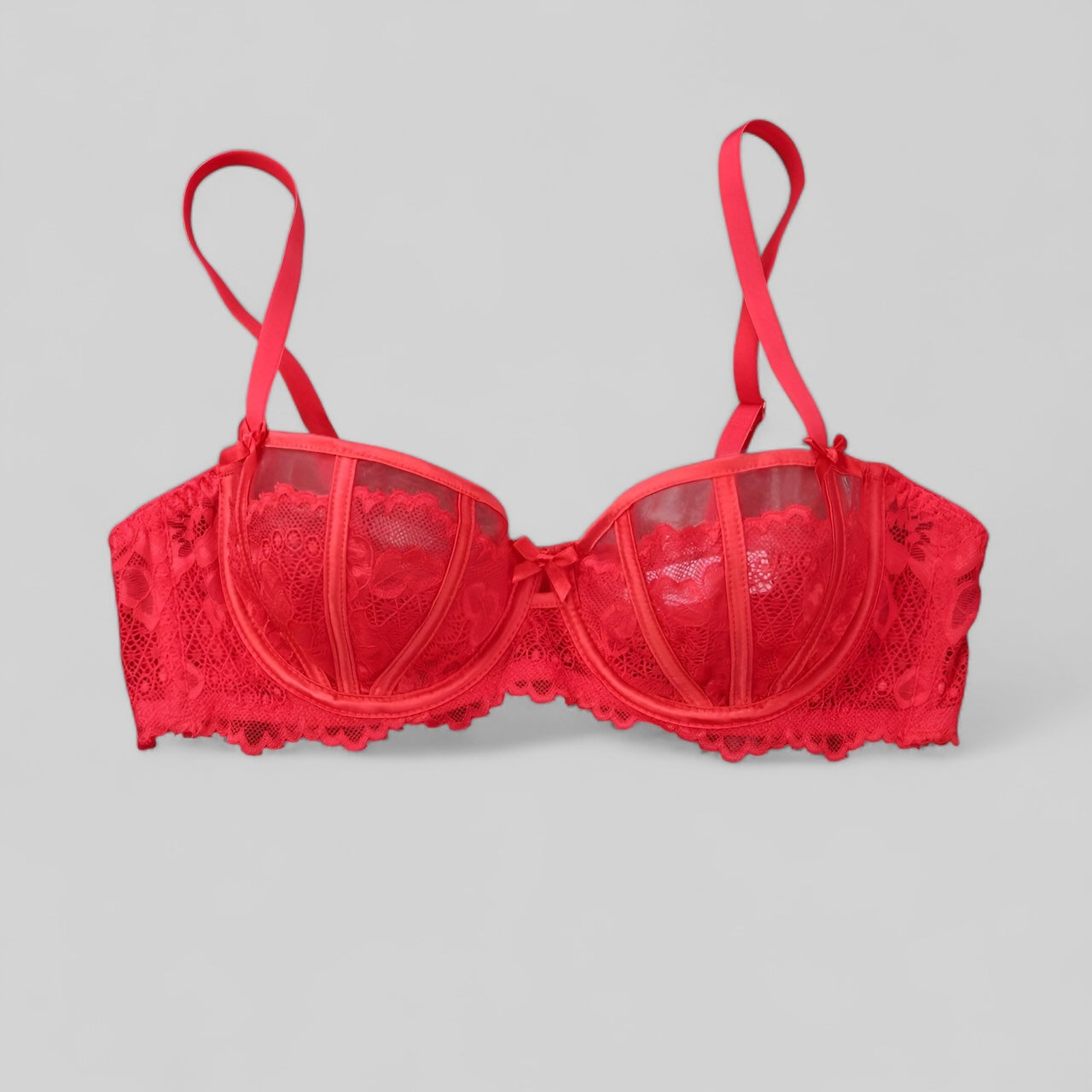 Soutien-gorge balconnet dentelle rouge femme - Rouge / 70B