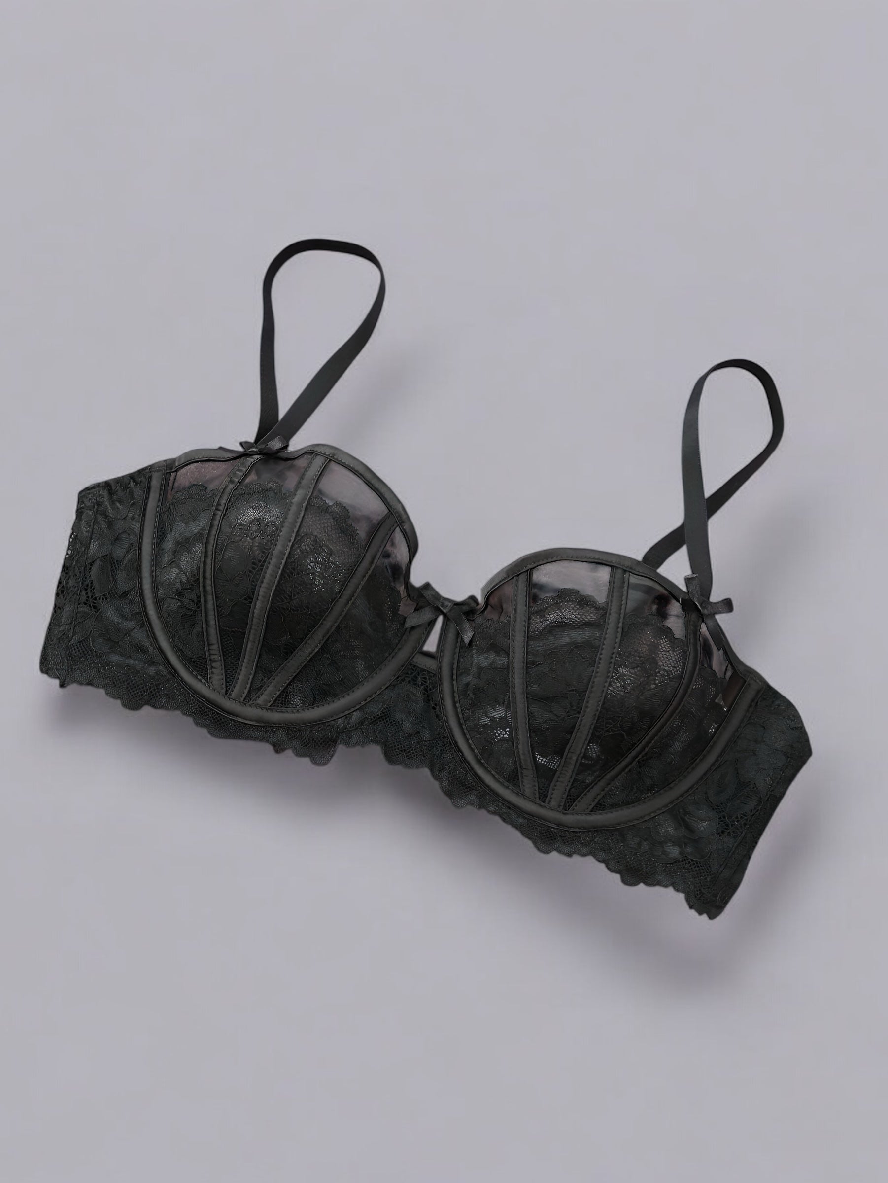 Soutien-gorge balconnet dentelle rouge femme - Noir / 70B