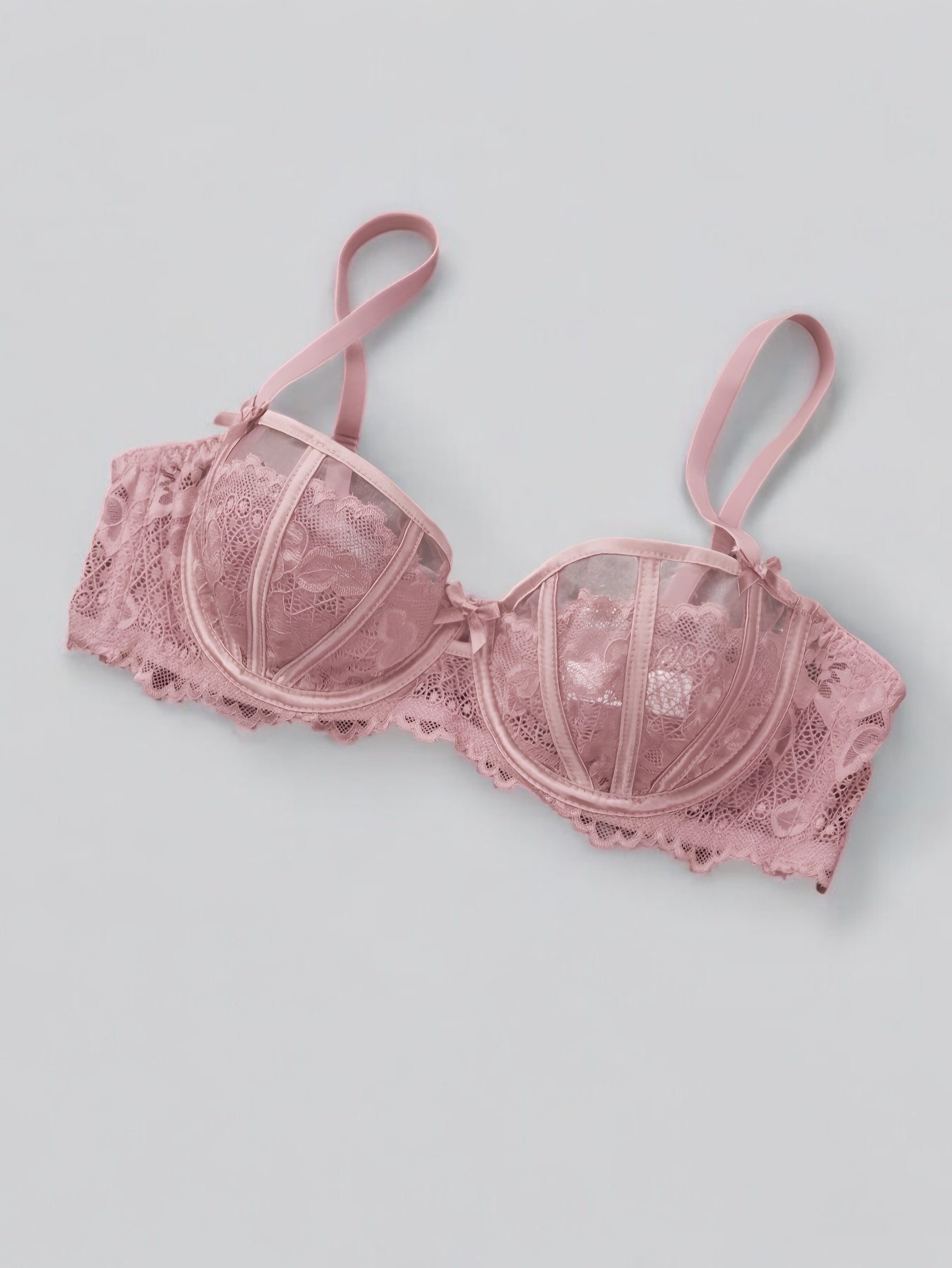 Soutien-gorge balconnet dentelle rouge femme - Rose / 70B