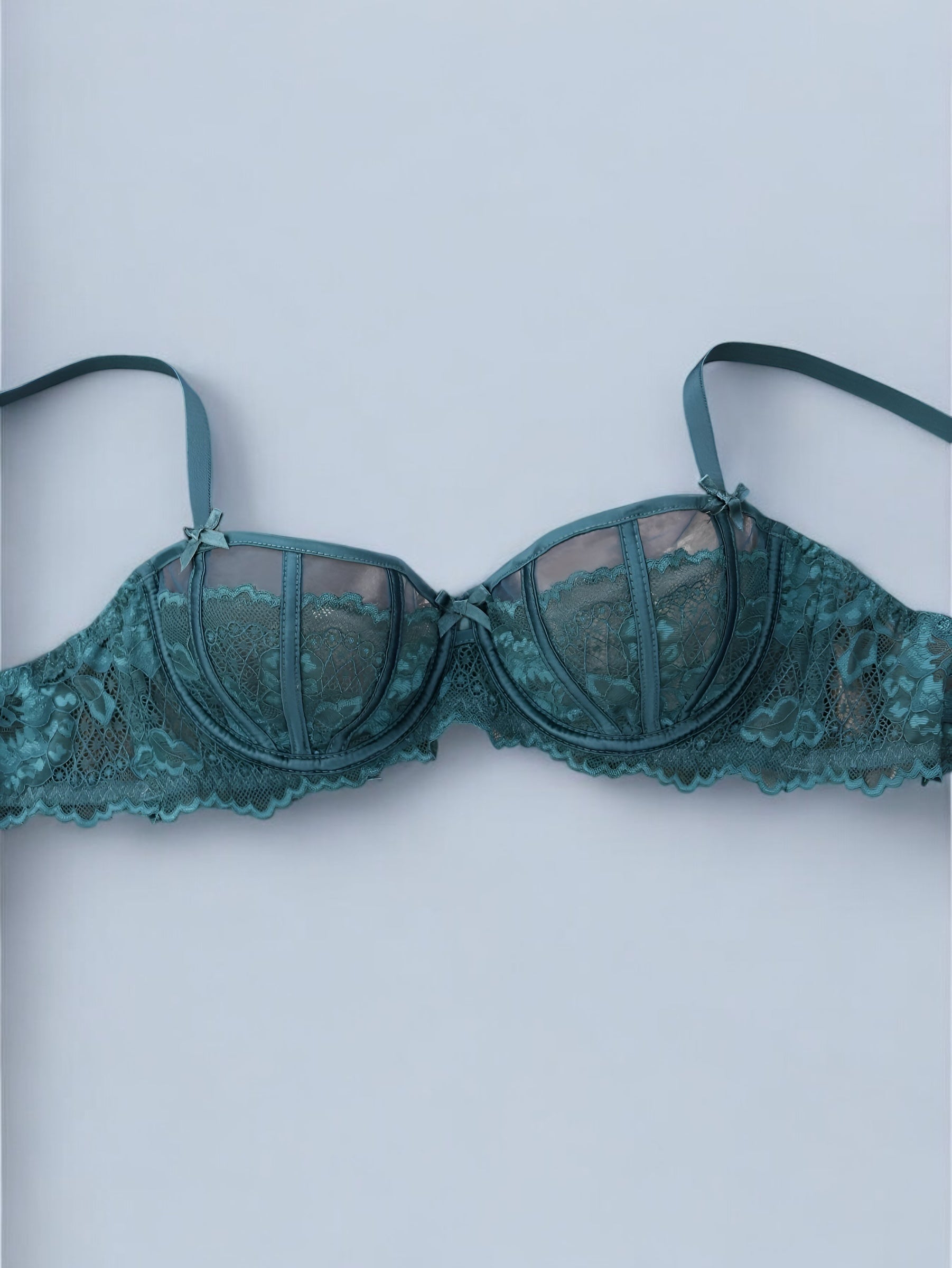 Soutien-gorge balconnet dentelle rouge femme - Turquoise