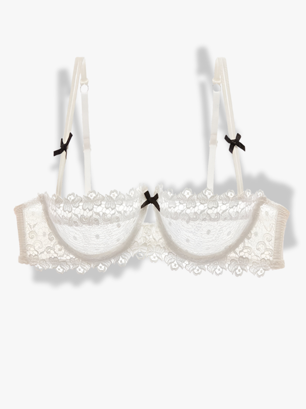 Soutien-gorge balconnet en dentelle avec nœuds - Blanc / 85B