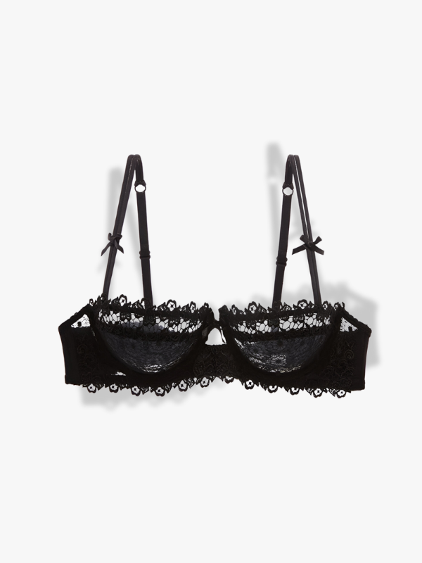 Soutien-gorge balconnet en dentelle avec nœuds - Noir / 90C