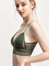 Soutien-gorge bralette dentelle vert kaki femme