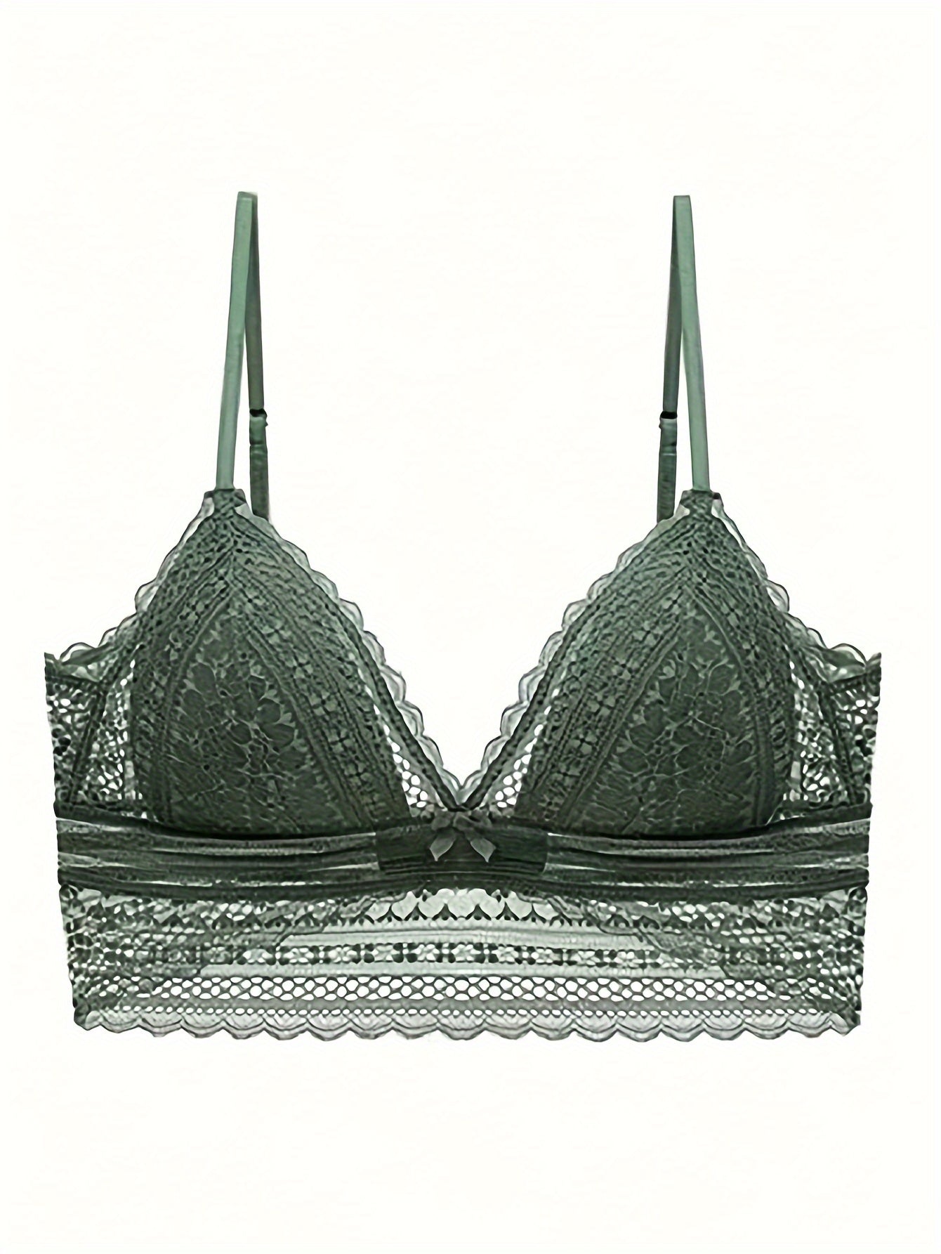 Soutien-gorge bralette dentelle vert kaki femme