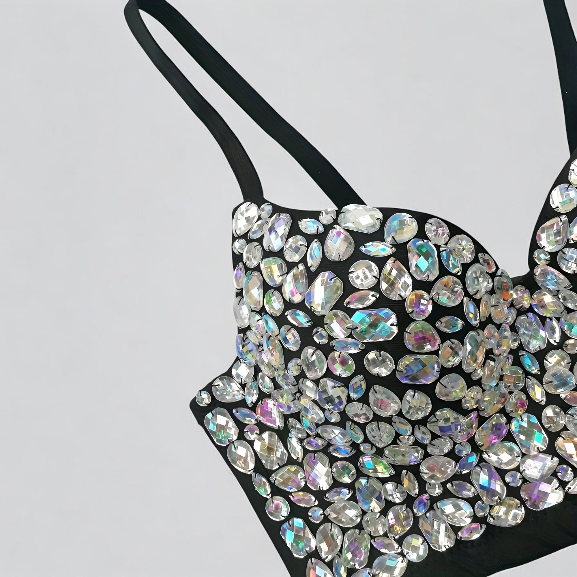 Soutien-gorge bralette strass argent femme soirée chic