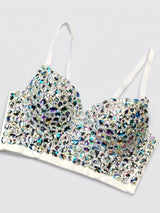 Soutien-gorge bralette strass argent femme soirée chic