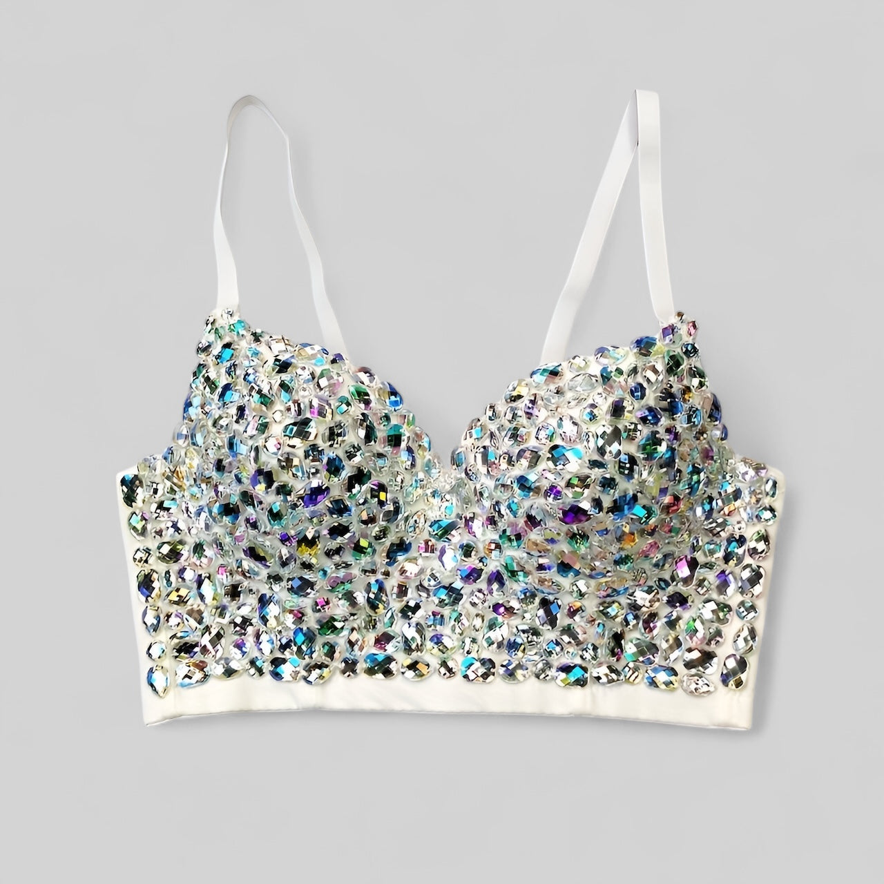 Soutien-gorge bralette strass argent femme soirée chic