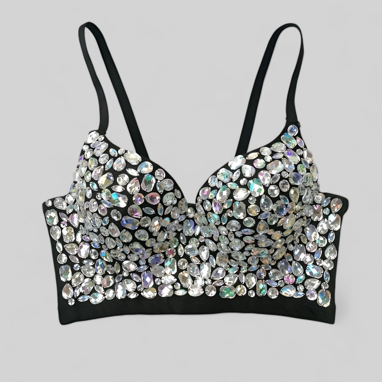 Soutien-gorge bralette strass argent femme soirée chic