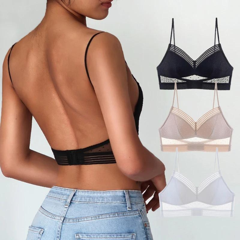 Soutien-gorge dos nu transparent à motifs