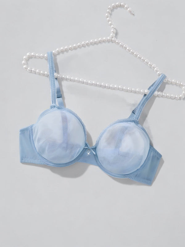 Soutien-gorge en tulle avec armatures et détails en dentelle fine