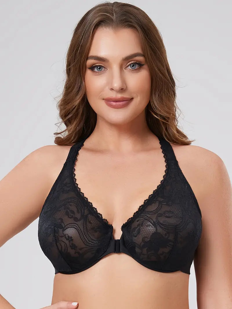 Soutien-gorge grande taille dentelle - Noir / 80E