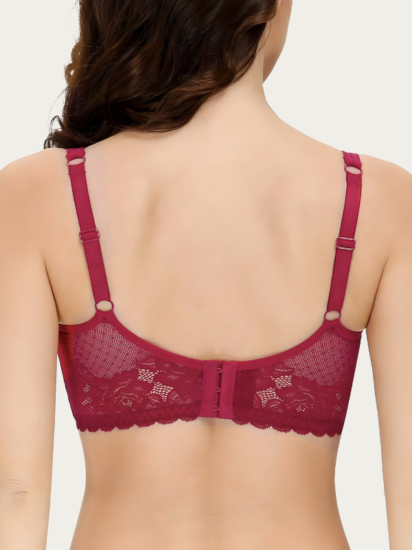 Soutien-gorge transparent rouge à pois armatures et dentelle